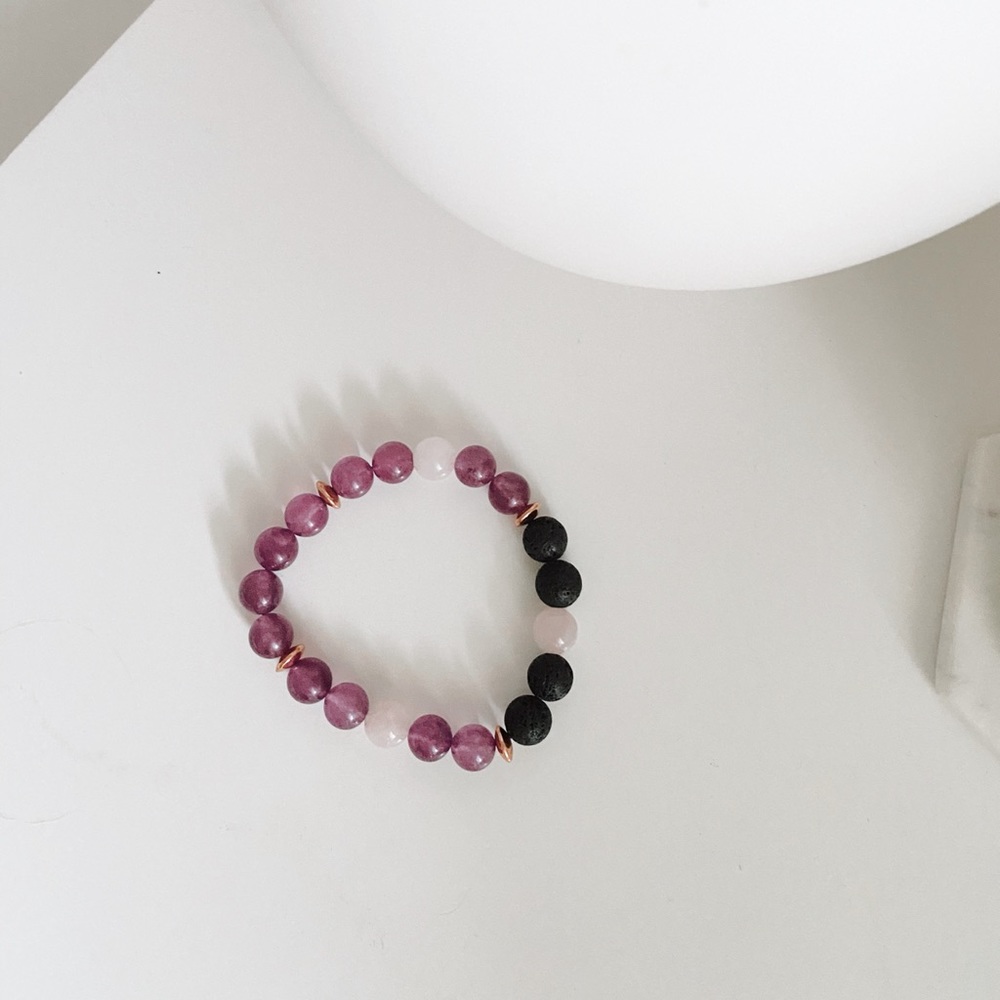 Amethyst Rose Quartz Gemstone Bracelet